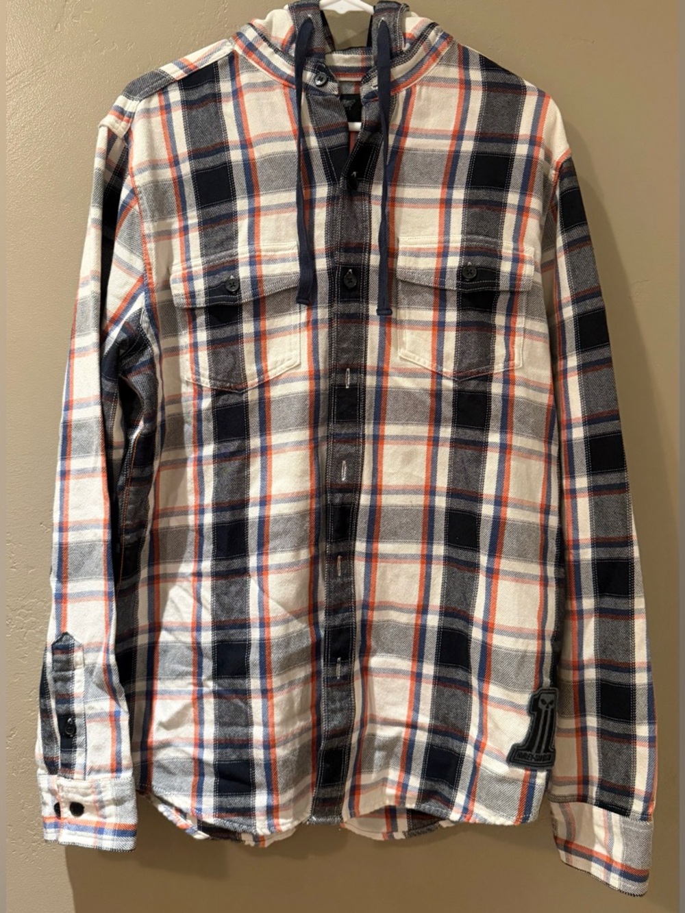 Harley Davidson Long Sleeve Hooded Flannel Shirt Size Large